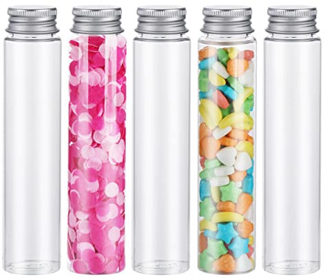 Mocraft 30Pcs Reagenzglas Kunststoff 110ml Reagenzgläser für Blumen Reagenzglas mit Schraubverschluss Transparent für Container Blumenvase Beads Glas Perlen Labor