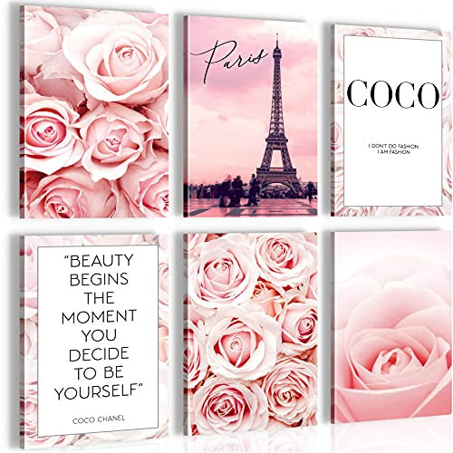 Novart Wandbilder Set Fashion Coco - KOMPLETT AUFHÄNGFERTIG - Made in Germany - Moderne Bilder Mädchenzimmer Teenager - N016164a