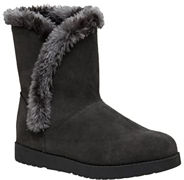 CUSHIONAIRE Stivale da Donna in Vera Pelle Scamosciata Heather + Memory Foam e Ampie larghezze Disponibili, Pelle Scamosciata Grigia 37 EU