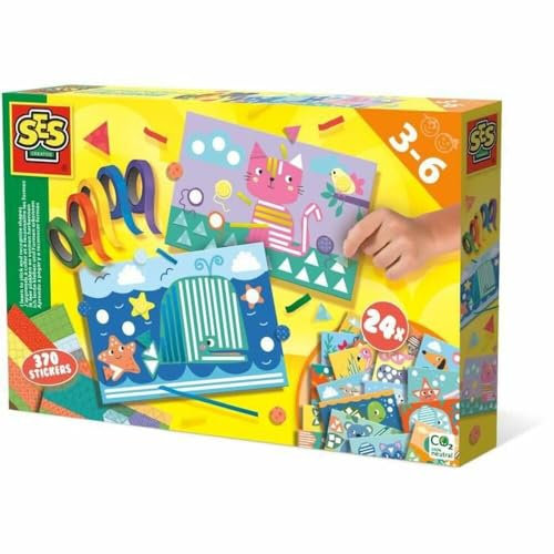 SES Creative 14632 Animal Ich lerne kleben und Formen erkennen, diverse Farben