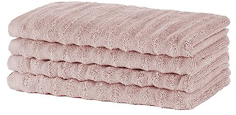 Merana Oslo Handtuch Set | schnelltrocknend, weich & fusselfrei | Frottier Luxus Qualität | 100% Baumwolle Frottee | Oeko-TEX | 590 GSM | Gästetuch & Gesichtstuch | Rosa (4 x Gästetücher 30x50cm)