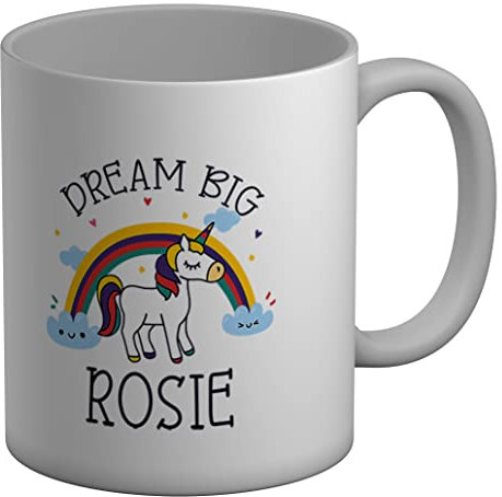 Shopagift Personalised Dream Big Rainbow and Unicorn Animal White 11oz Large Mug Gift Cup
