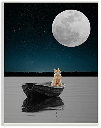 Stupell Industries Atelier Poster Poster Schwimmendes Ruderboot, Mondsee, Orange