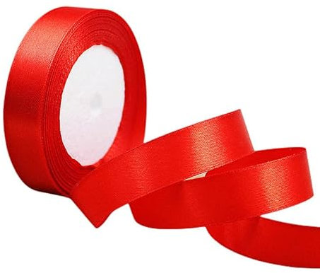 POPOYU Nastro Raso Rosso, 20 mm x 23 Metri di Nastro Decorativi in Tessuto per Confezioni Regalo, Artigianato, Fiocchi per Capelli, Bouquet da Sposa, Decorazioni Natalizie Artigianato