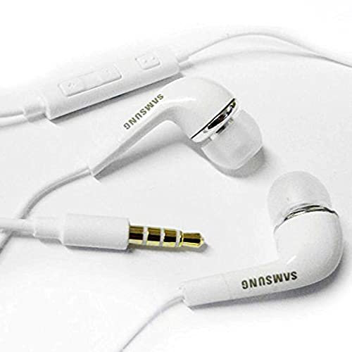 Genuine Original White Samsung EHS64AVFWE In Ear Headphones/Stereo Headset/Handsfree Kit/Hybrid Headphones 3.5mm With Tangle-Free Cable Including Mic For Samsung Devices [WHITE]