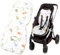 Sitzauflage Buggy Einlage Kinderwagen Zubehör - Sitzunterlage Auto Kindersitz Sitzpolster für Babyschale Fahrradanhänger Baby Sitzauflagen und Unterlage 75x35 cm Minky Grün Dinosaurier