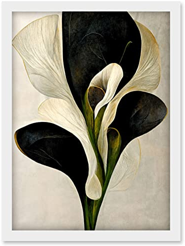 Doppelganger33 LTD Beautiful White Calla Lily Flower Abstract Bouquet Artwork Framed Wall Art Print A4
