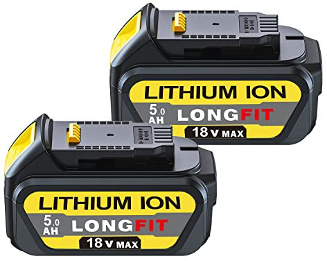 2Pcs 18 V 5Ah Remplacement de la Batterie pour DeWalt 18V Batterie DCB180 DCB181 DCB182 DCB184 DCB201 DCB200 Batterie pour DeWalt 18V