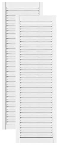 Lamellentüren Holz 2er Pack 444x1406 mm | Holztür aus massiver Kiefer mit MDF Lamellen | Möbelfronten für kreative Renovierung | Lamellentür für Garderobe, Küche oder Wohnzimmer | Weiß lackiert