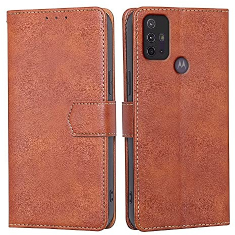 RankOne Hülle für Motorola Moto g10 / G20 / G30 (6.5 Inches) Handyhülle Aus Leder - Hülle mit Magnetverschluss - Schutzhülle - Braun