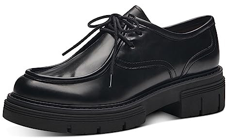 MARCO TOZZI Damen Schnürschuhe aus Kunstleder Plateau, Schwarz (Black Brush), 40