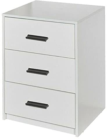 URBNLIVING White Wooden Bedroom Furniture Cabinet Chest of Drawers Dressing Table Wardrobe - 3 Draw Cabinet