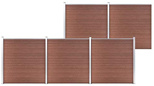JUNZAI Gartenzaun, Sichtschutzzaun, Sichtschutz Zaun, Dichtzaun, Gartenzäune, Gartensichtschutz, Zäune Für Garten, WPC 872x186 cm Braun