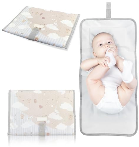 TENDS Matelas à langer pour bébé portable imperméable - Matelas à langer pliable rembourré qui garde le bébé confortable et propre - Parfait comme cadeaux originaux pour les nouveau-nés, CIGOGNES
