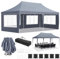 Tonnelle Pliante 3x6 M Imperméable, Tonnelle de Jardin 290-300-310 cm de Haut, Protection UV 50+, avec 4 parois latérales, 12 Crochets de Terre, 6 Cordes et 6 Sacs de Sable, Gazebo Jardin Gris