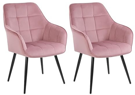 simpa 2PC Pink Velvet Modern Contemporary Tub Accent Dining Chairs