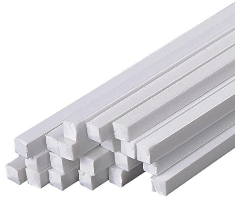 LSCAILIAO 20PCS ABS Kunststoff Vierkantstangen Stange Für DIY Handwerk Sand Tisch Architektonische Modellbau,5x5x500mm