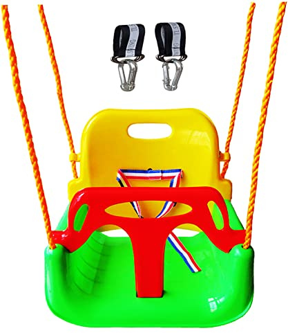 3-in-1 Infant to Teenager Upgrade Version Collapsible Swing Set with Snap Hooks for Home Garden Patio Indoors Outdoors Play(Green Chair+Swing Hanging Kit)