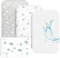 NesriToy Baby Spannbettlaken 81x 41cm, 2 X Bettlaken Kinderbett Oeko-Tex Standard 100, 1 X Matratzenschoner aus 100% wasserdichtem, 3er Set Spannbetttuch für Babybett(Wolken + Sterne)