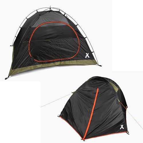 Bear Grylls 2 Personen - Wander- & Rucksackzelt - 3 Jahreszeiten Ultraleichtes, wasserdichtes Zelt für Camping mit Regenfliege und Fußabdruck - Schwarz