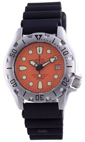 RATIO FreeDiver Professional 500M Saphir Automatik 32BJ202A-ORG Herrenuhr, Orange, Armband