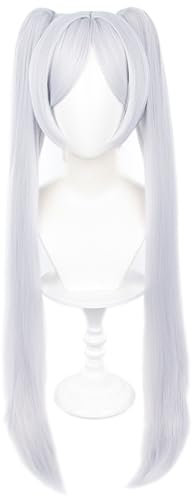HIROAKIYA Frieren Cosplay Wig, Frieren Beyond Journey's End Cosplay Frieren Wig Clip Ponytails with Wig Cap, Length approx.90cm