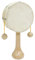 Bino world of toys Trommel mit Handgriff, Handtrommel Rassel, handgehaltene Klingel, Musikspielzeug ab 3 Jahren, Kreativität & motorische Fähigkeiten, hochwertiges Holz mit Lederbezug, beige
