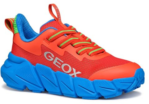 Geox J FLEXYPER Fast BOY, Boys’ Sneaker, Red/Lt Blue,
