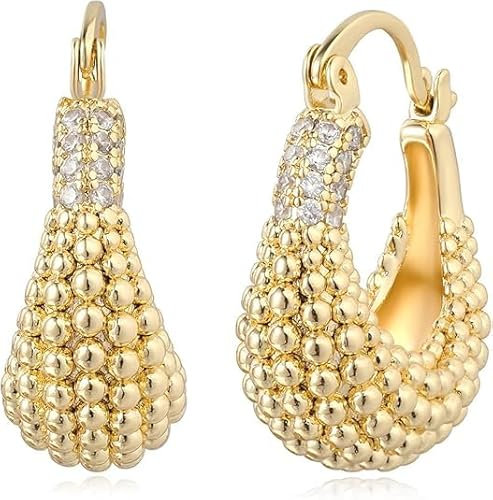 Jenosy Gold Ohrringe Damen 14K Vergoldet Filled Gold Kleine Perlen Ohrringe Handmake Hypoallergene Schmuck Geschenk für Frauen