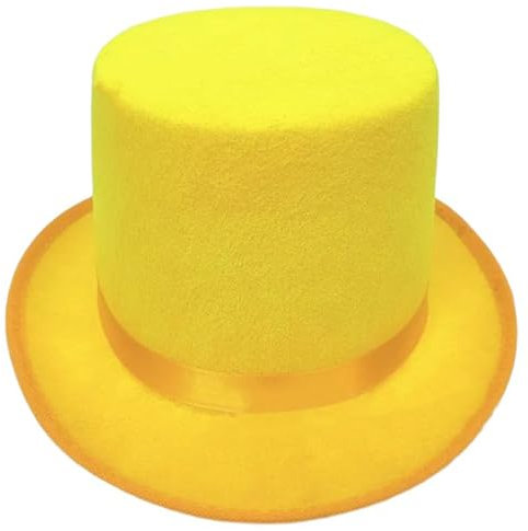Maxtonser Rollkrempe, hoher Zylinder für Erwachsene, Bowler-Hut, Zaubererhut, Halloween, Party, Hut, Cosplay, Kostüm, Bühnenshow, Kopfbedeckung, Gelb, L