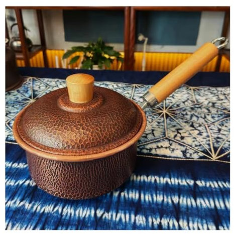 Copper Saucepan with Lid & Helper Handle