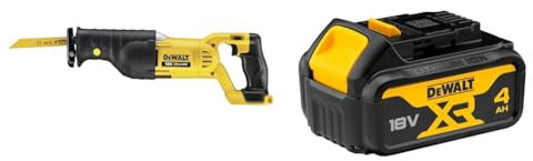 DEWALT DCS380N-XJ 18V XR Lithium-Ion Body Only Reciprocating Saw, Yellow/Black, 9.8 cm*46.8 cm*15.0 cm + DEWALT Battery