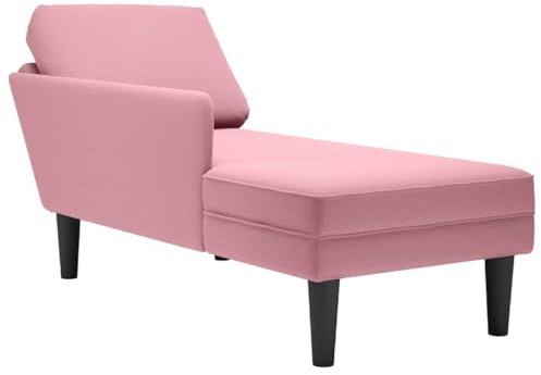 vidaXL Chaiselongue mit Kissen und Rechter Armlehne Rosa Samt, Recamiere, Loungesessel, Lounge Sofa, Lounge, Loungesofa, Wohnzimmersofa, Akzentsessel