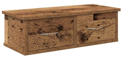 vidaXL wall cabinet - floating tv unit wood 60x26x18.5 cm - drawers, engineered wood - living room storage