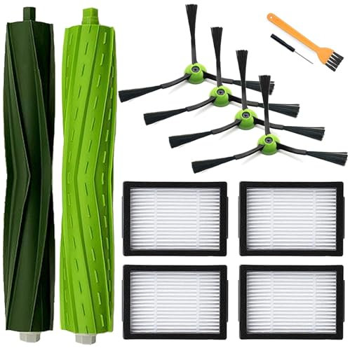 Piezas de repuesto para iRobot Roomba E5 E6 E7 i2 i3 i3+i4 i4+ i5 i5+ i6 i6+ i7 i7+ i8 i8+/Plus i1 E i j Series Robot Aspiradora, 1 juego de cepillos de rodillo multisuperficie, 4 filtros, 4 cepillos