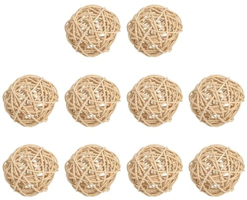 PATIKIL 3 Zoll Dekokugel Rattan, 10 Stück Dekorative Weidenrattanbälle für Mittelstücke Schüsseln Hochzeit Party Wohnkultur DIY Handwerk, Natur