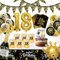 WINAROI 18 Geburtstag Deko Junge Mädchen, 18. Schwarz Gold Geburtstag Luftballons mit Windlicht Tischdeko Servietten Tischdeck, Deko 18. Geburtstags Luftballons, Birthday Party Decorations