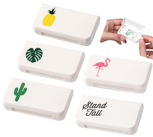 IKOPFLN Pillendose Klein für Unterwegs, Pillendose klein,3 Fächer Mini Tablettenbox 1 Tage,Pillen Organizer für Unterwegs,Medikamentenbox für Vitamin,Fischöl,Medikamente, 5 Stück
