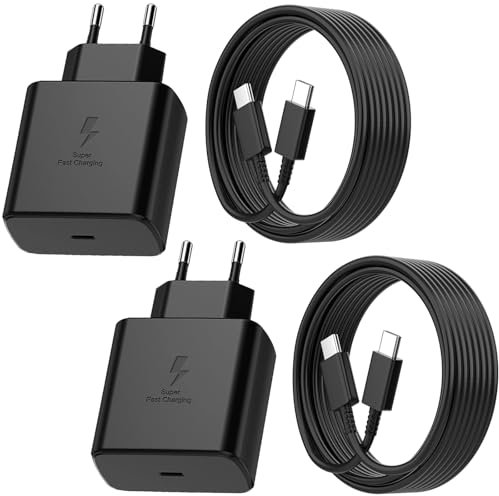 2 Pack 45W USB C Cordon Chargeur de Rapide pour Sam Sung Galaxy S24 Ultra/S24/S23 Ultra/S22/S21/S20/Note 10/20, Galaxy Tab S8, Chargeur Mural avec Cordon 6.6FT
