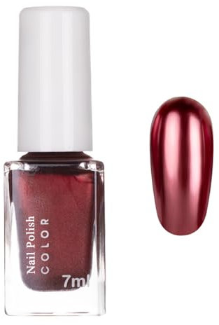 Metallic Nagellack Rot - Spiegelnagellack Effekt Schnelltrocknend Chrom - Quick Dry Metallischer Nagellack - Mirror Effekt Long Lasting Nail Polish Entfernen Kratzfest, Kein UV Nötig(Rot, 7ML)