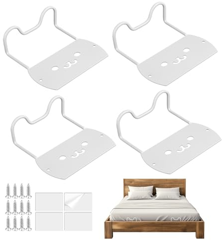 xiruiubao Matratzenhalter,4 Stück Matratzenhalter Gegen Verrutschen mit Doppelseitigem Klebeband und Schrauben,Matratzenbügel für Matratzen, Sofas und Tatami,Stabil und Ohne Verschiebung,Weiß