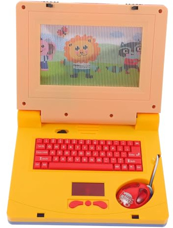 Alasum Educational Laptop with Real Keyboard Music Light Simulation Portable Early Learning Computer for Ages Interactive Pretend Play Accessory