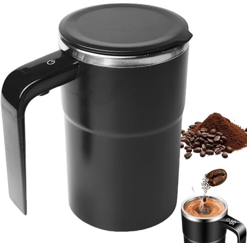 Tazza con miscelazione automatica, 380 ml, con display della temperatura, auto-mischiante, magnetica, per caffè proteico, nera
