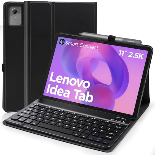 Keyboard Case for Lenovo Idea Tab 11'' 2025, UK Layout Bluetooth Keyboard with Smart Cover for Lenovo Idea Tab 11 2025 (TB-336ZU/TB-336FU) (Black)