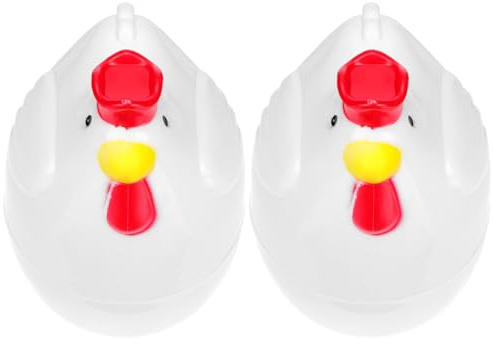 BATHVEVE 2 Stück Kükenform Eierkocher aus Hitzebeständigem Kunststoff Kompakter Eierdämpfer für Mikrowelle Praktischer Küchenhelfer für Schnelles Frühstück