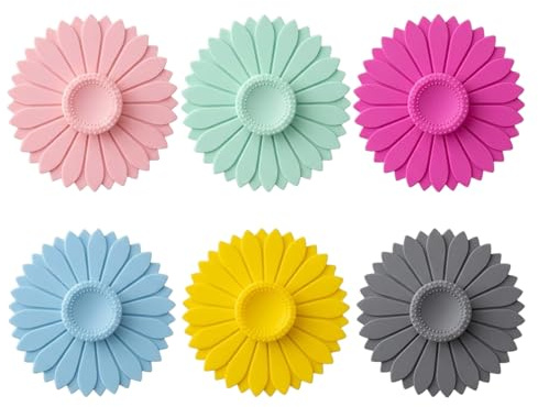 Silikondeckel für Gläser, 6 Stück Deckel für Trinkgläser, Glasabdeckung Trinkglas in 6 Farben, 11 cm Durchmesser Universell Einsetzbar, Praktische Aufbewahrung