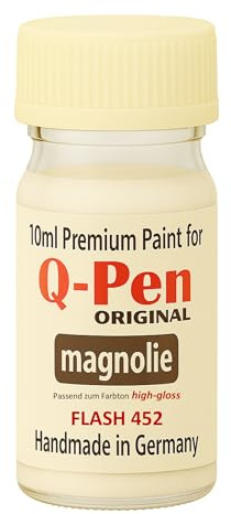 Q-Pen Original Flash 452 Magnolia Hochglanz – Farbanmutung | Lackstift – Premium Möbelretusche – 10 ml – Handmade in Germany