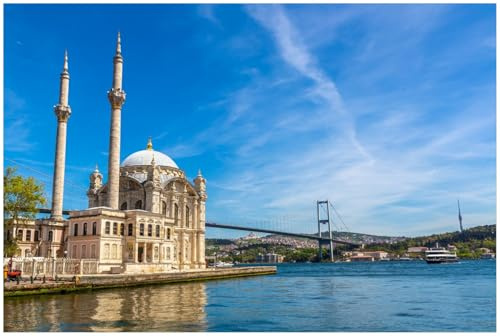 Wallario Küchenrückwand selbstklebend 90 x 60 cm, Motiv: Moschee am Bosporus | Spritzschutz abwischbar & pflegeleicht