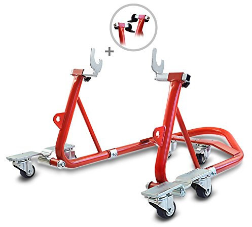 ConStands Mover I - Motorrad Montageständer für hinten Universal Rot Hinten Rangierhilfe Hinterrad-Ständer Heber Universal