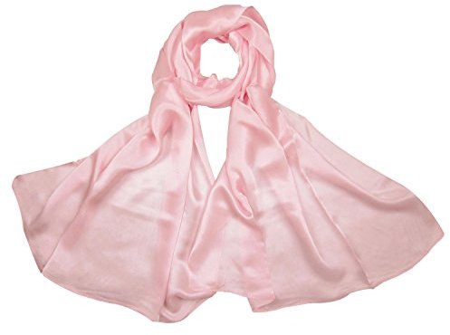 PB-SOAR 100% Seide Seidenschal Schal Halstuch Stola, einfarbiger Schal aus reiner Seide, schlicht und leicht, 8 Farben auswählbar (Rosa)